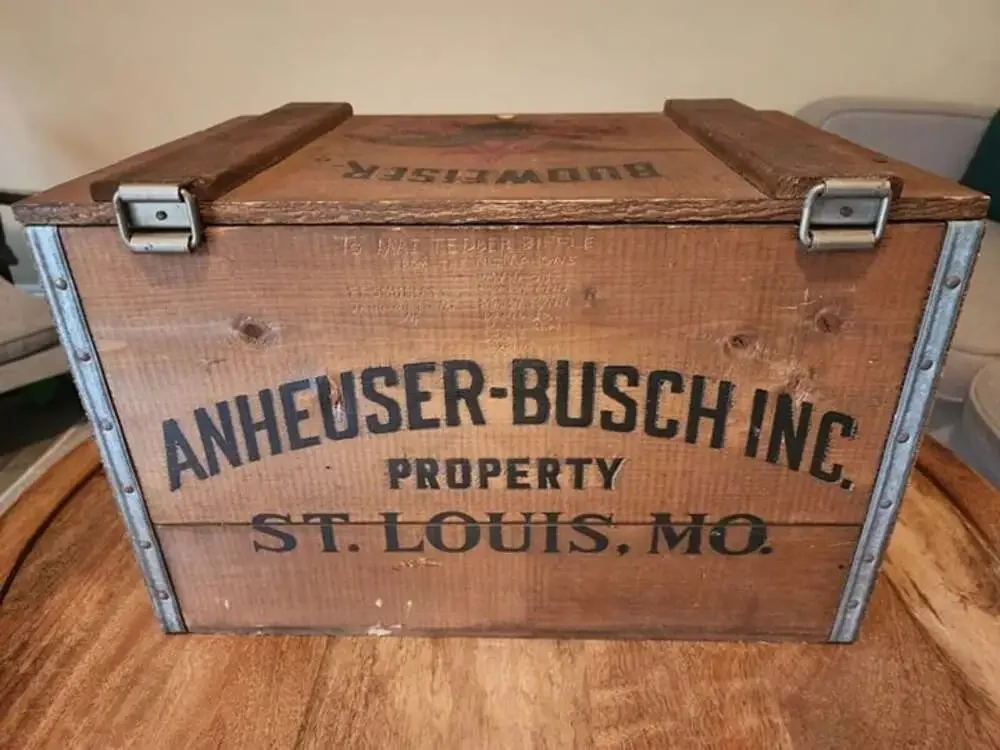 Vintage 1976 Budweiser Anheuser Busch Centennial Wooden Beer Crate Box 1876-1976